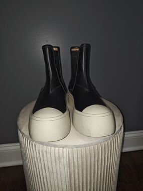 Authentic Black Leather Platform Marni Boots with Cream Soles